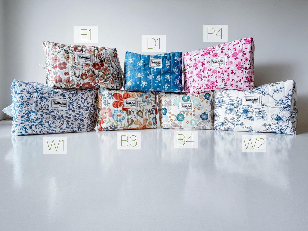 Quilted Essentials Pouch Assorted Fabric Designs - Medium