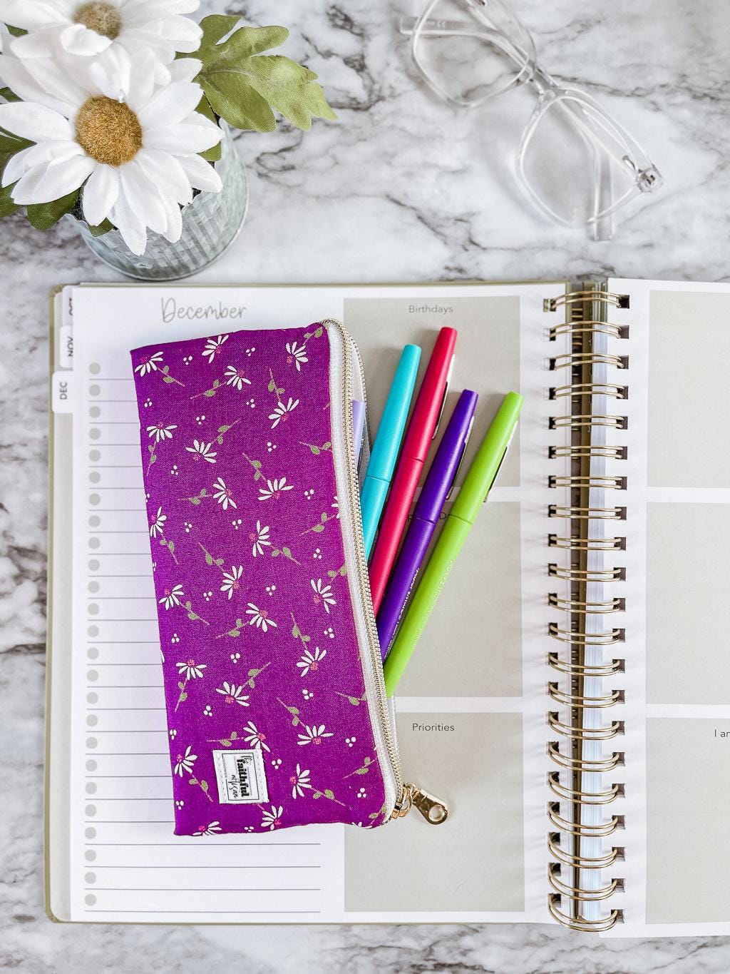 The Essentials Zipper Pouch - Handmade Organizer for Pencils, Eyewear & Essentials