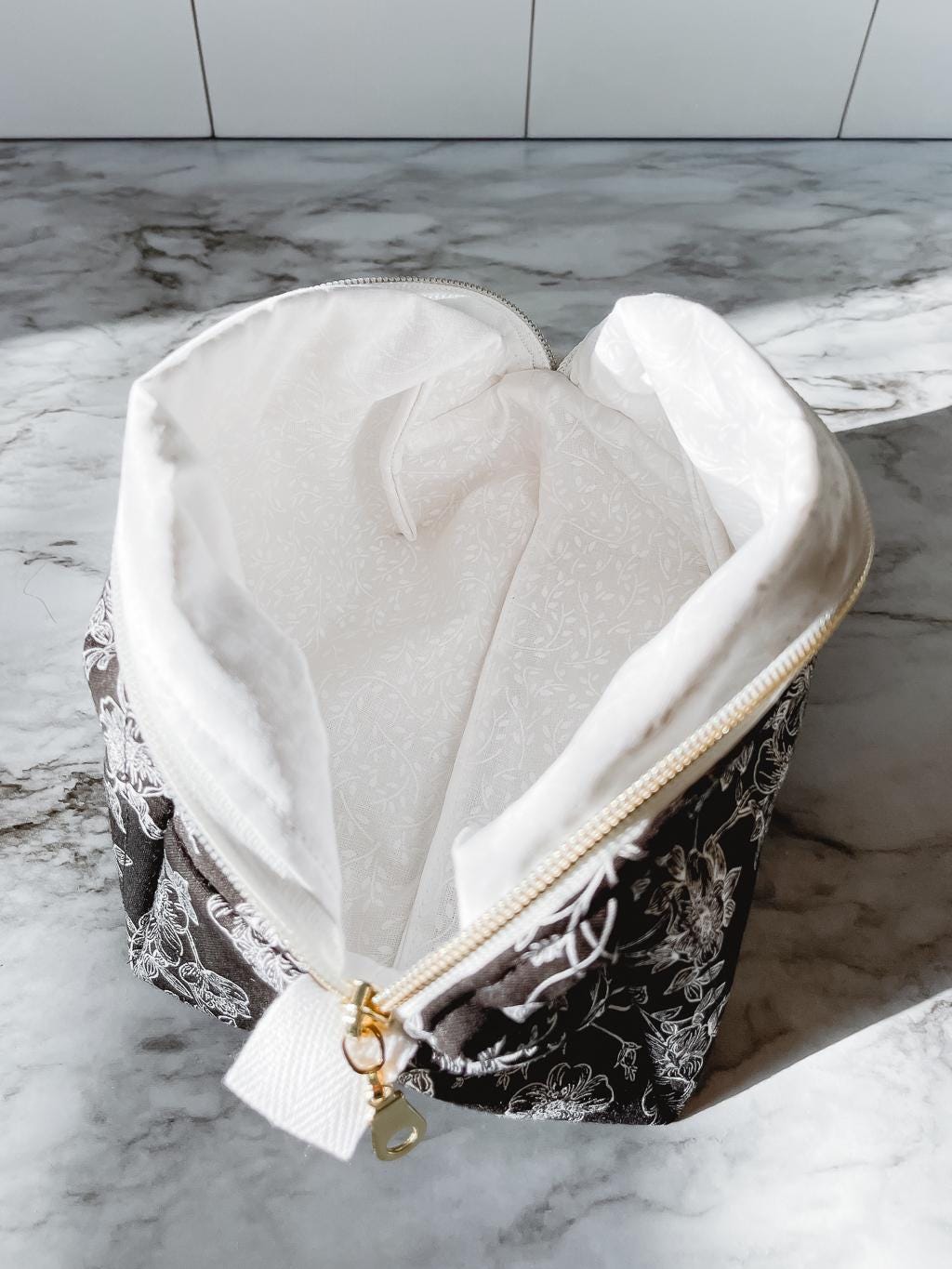 The Midnight Bloom Quilted Essentials Pouch - Medium