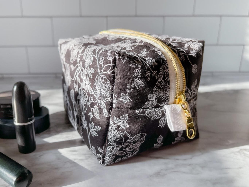 The Midnight Bloom Quilted Essentials Pouch - Medium