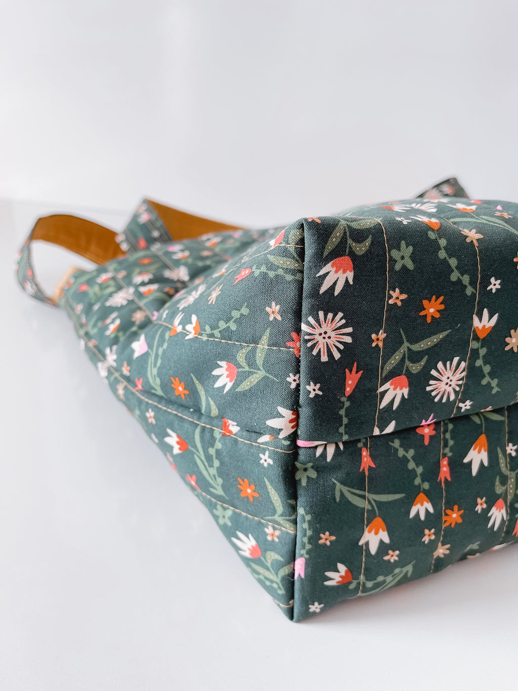 Floral-patterned bag on a white background